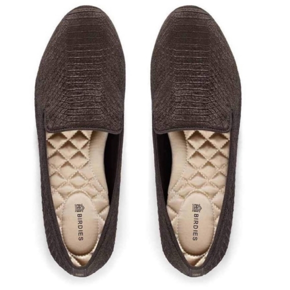 BIRDIES Charcoal Python Embossed Starling Loafer Smoking Flats Size 9.5 - Picture 1 of 7